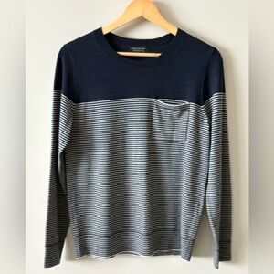 Banana Republic 100% Merino Wool Sweater | Navy + Micro Stripe | Men’s M